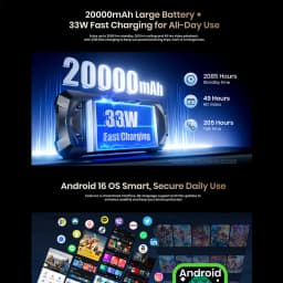 FOSSiBOT F115 UItra 36GB(12+24)RAM+256GB Android 16 20000mAh 64MP Night Vision Camera World's First Triple Vision Rugged Phone