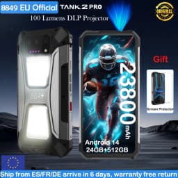 8849 Tank 2 PRO Unihertz Projector Rugged Smartphone 23800mAh 2.4K Display 24GB 512GB Mobile Phone 120W Android 14 Phone