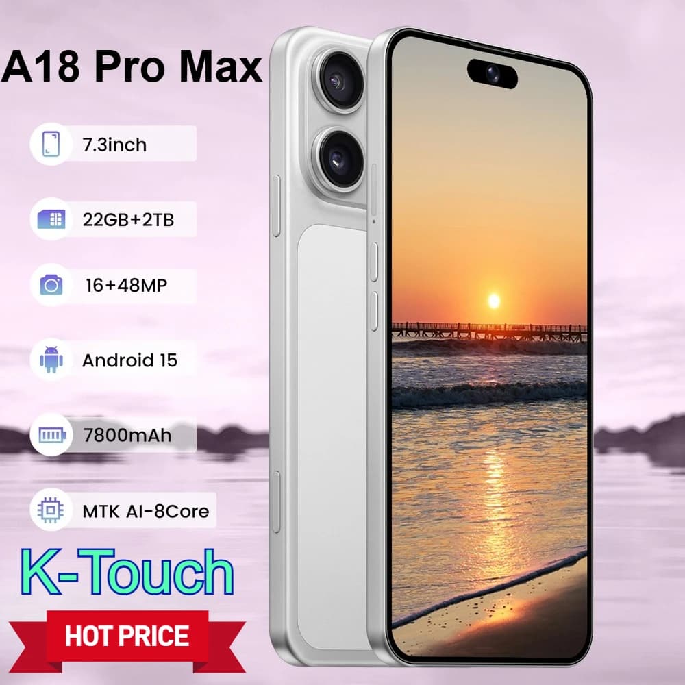 K-Touch Smartphone 5G For M18 Pro Max Smart Mobile Phones 5G Dual Sim Android 22G+2TB 7.3inch Cell Phone 16+48MP Face Unlocked 7800mAh Battery Cellphone
