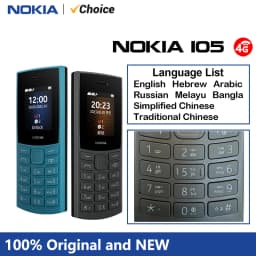 Nokia 105 4G 2023 Feature Phone 1450mAh Battery FM Radio Call Recording with Hebrew Keyboard Dual SIM Bluetooth 5.0