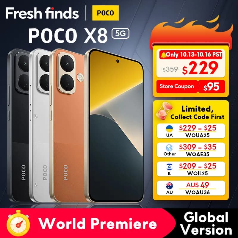【World Premiere】POCO X8 5G Smartphone Global Version Snapdragon® 6s Gen 4 8340mAh 67W Charging 6.83" 1.5K 120Hz Display 50MP NFC