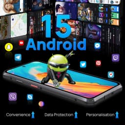 Fossibot F114 Ultra‑thin Rugged Smartphone, Android 15, 16GB(4+12GB Expand) RAM 128GB ROM, 6.67" HD+ Display, 5000mAh Battery 18W Charging, 50MP+8MP+2MP Camera
