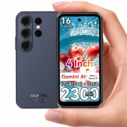OUKITEL C26 Mini Smartphone, Ultra Compact 4" Mini Display, Up to 12GB RAM (3+9) +32GB ROM, Massive 2300mAh Battery, Android 16, Gemini AI, Small Pocket Mini Mobile Phone, Stay Light Stay Connected