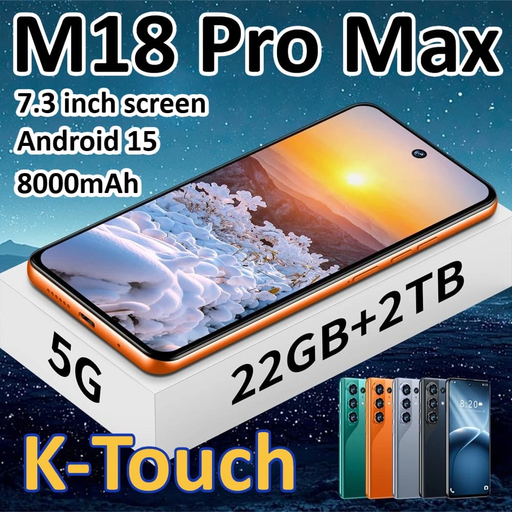 K-Touch Mobile Phones M18 Pro Max Smartphone Android 15 Cell Phone 7.3 Inch Face Unlock 8000mAh Battery 5G Dual SIM 16+48MP Camera Global Version Cellphones