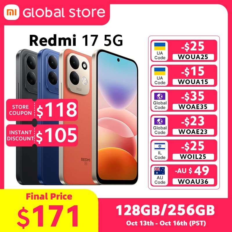 Redmi 17 5G Smartphone Global Version Snapdragon® 4 Gen 5 CPU 50MP Camera 7500mAh 45W Turbo Charging NFC 6.9" Display 120Hz