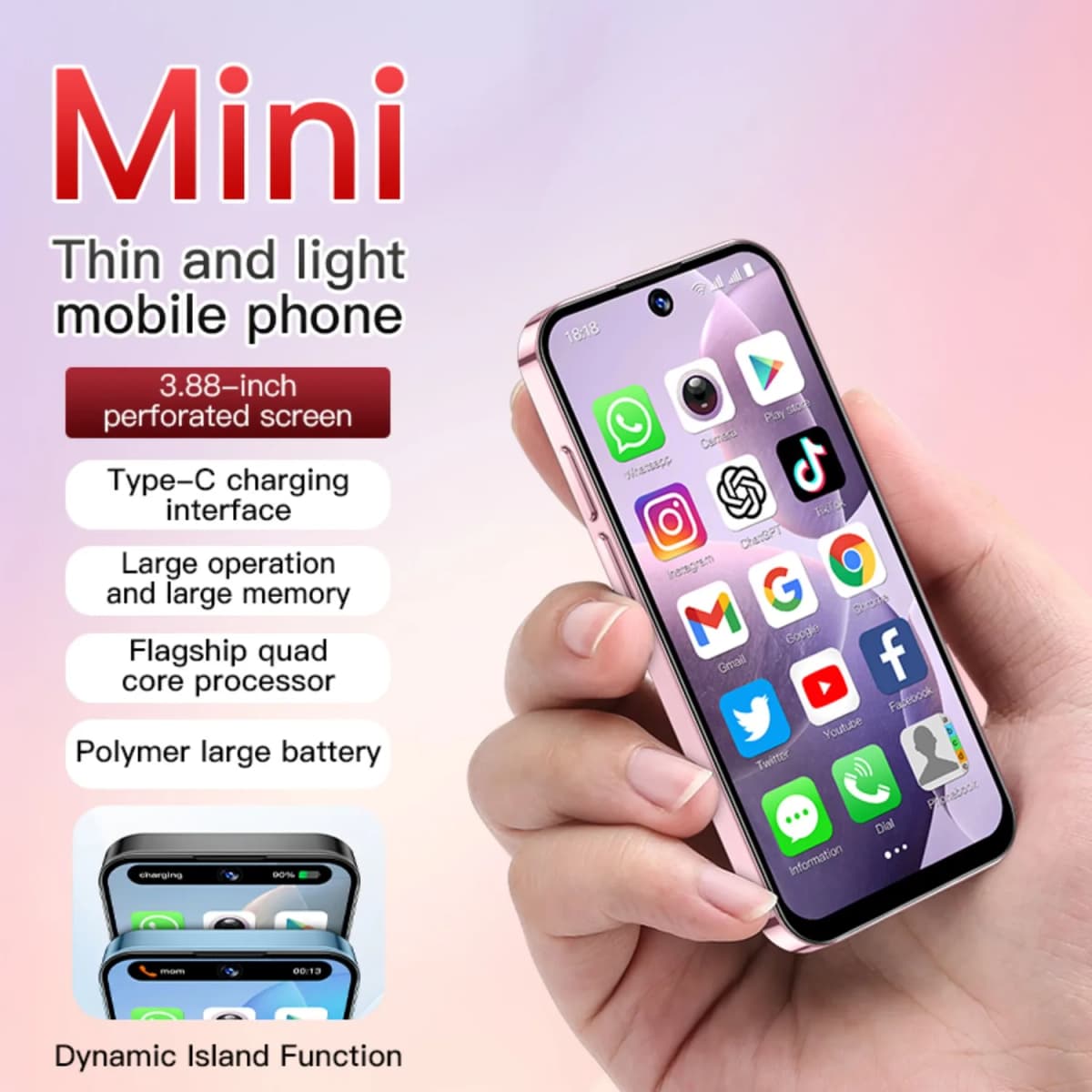 NEW SOYES XS19 3G Mini Smartphone Android 10.0 Dual SIM Standby 3.88Inch HD 2GB+16GB 2000mAh Nami Meatal Glass Bluetooth Face ID