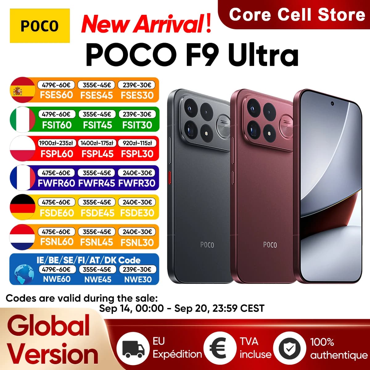 Global Version POCO F9 Ultra 5G Smartphone Snapdragon® 8 Elite Gen 5 6.9' 185Hz Ultra-bright AMOLED Display 8050mAh (Typ) Battery 100W HyperCharge NFC IP68