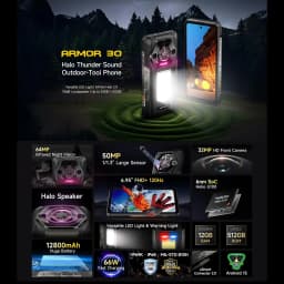 Ulefone Armor 30 Rugged Phone 24GB+512GB 6.95" FHD Versatile LED 12800mAh Android 15 64MP Camera 66W Global Version Smartphone