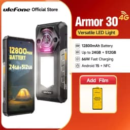Ulefone Armor 30 Rugged Phone 24GB+512GB 6.95" FHD Versatile LED 12800mAh Android 15 64MP Camera 66W Global Version Smartphone