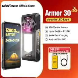 Ulefone Armor 30 Rugged Phone 24GB+512GB 6.95" FHD Versatile LED 12800mAh Android 15 64MP Camera 66W Global Version Smartphone