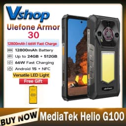 Ulefone Armor 30 Rugged Phone 24GB+512GB 6.95" FHD Versatile LED 12800mAh Android 15 64MP Camera 66W Global Version Smartphone