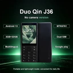 No Camera Duo Qin J36 Global Version Big Battery Dual Sim Card 4G Smart Feature Phone Android 13 Physical Keyboard