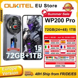 OUKITEL WP200 Pro Android 15 72GB(24+48) 1TB Rugged Smartphone 5G 6.7'' 120Hz 108MP 8800mAh 45W Detachable Earphone-SmartWatch