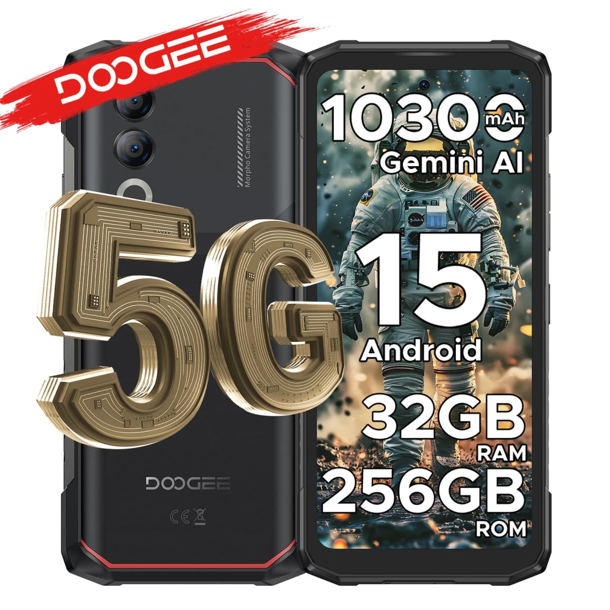 Phone robust DOOGEE Blade20 Turbo 5G Android 15 Gemini AI Smartphones 32 Go dual camera mAh NFC
