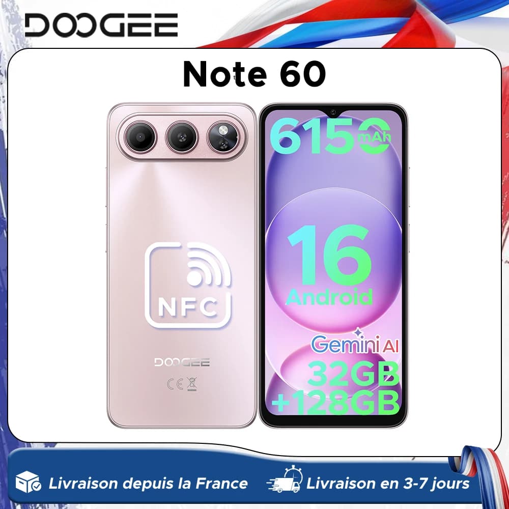 Doogee Note 60 Smartphone 6150Mah Battery 6.56'' Display 32Gb(3+29) 128Gb 13Mp Main Camera Unisoc T7225 Android 16 Mobile Phone