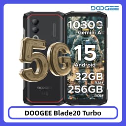 DOOGEE Blade20 Turbo 5G Rugged Phone 32GB 256GB 6.6'' HD+ Dimensity 7050 Android 15 Gemini Al 10300mAh Battery NFC Smartphone