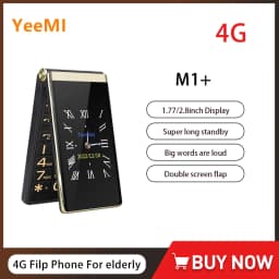 Yeemi M1+ 4G Flip Feature Phone 1.77/2.8 Inch Dual Display LED Light Mobile Phones 2 SIM Big Keyboard Loud Voice for Elderly SOS