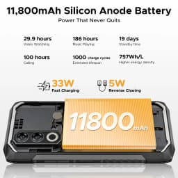 DOOGEE Blade20 Plus Rugged Phone 48GB+1TB 6.6" 120Hz Display 11800mAh Large Battery Helio G100 64MP Camera NFC Gemini AI NFC Android 16 Smartphone