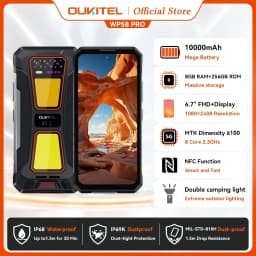 OUKITEL WP58 PRO 5G Rugged Smartphone 24GB(8+16) RAM + 512 ROM, Android 15 NFC 64MP Cellphone with Camping Lamp ,10000mAh 33W