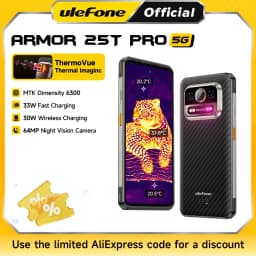 Ulefone Armor 25T Pro 5G Rugged Phone Android 15 30W Wireless Charging 50MP+64MP Night NFC Waterproof Smartphone