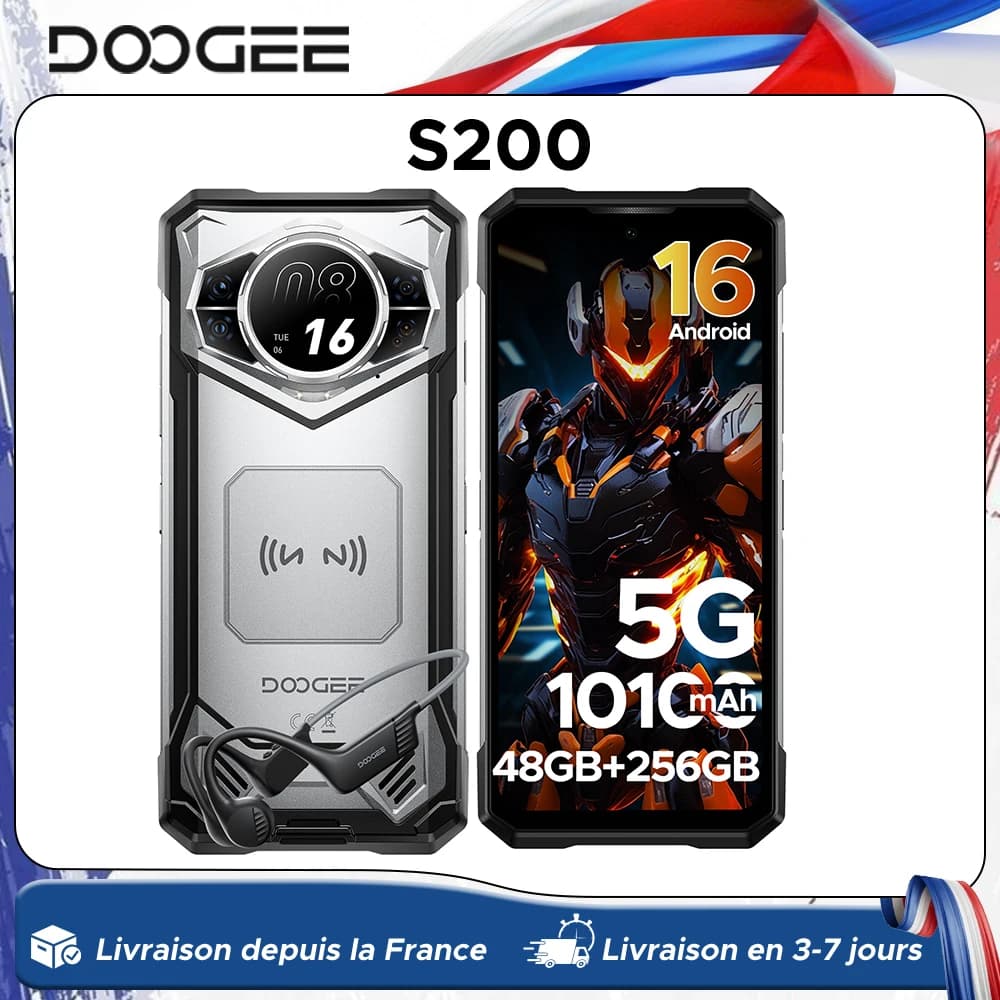 Global Version DOOGEE S200 VIP 5G Rugged Phone 6.72" 120Hz Display 12GB 256GB 100MP AI Main Camera 10100mAh Battery Smartphone