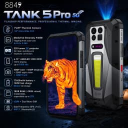 8849 TANK 5 Pro FLIR Thermal Imaging 2K Projector Rugged Smartphone eSIM Dimensity 9400e 3K AMOLED 17600mAh 220Lumen 18GB+512GB