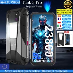 8849 Tank 3 Pro Unihertz Rugged Smartphone with Projector 100 Lumens 5G 32/36GB 512GB 23800mAh Cell Phones Dimensity 8200 CPU