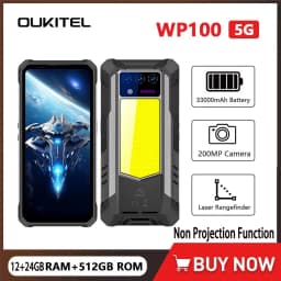 Oukitel WP100 Rugged Phone 33000mAh Battery Built in Laser Rangefinder 6.8 Inch 12+24GB RAM+512GB Mobile Phone 200MP Camera NFC