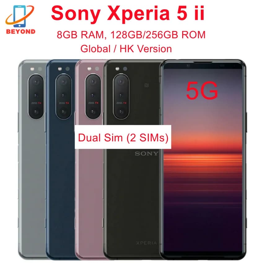 Sony Xperia 5 II 5ii 5G XQ-AS52 128GB / XQ-AS72 256GB ROM 8GB RAMOriginal 6.1" OLED Snapdragon Octa Core NFC Mobile Phone