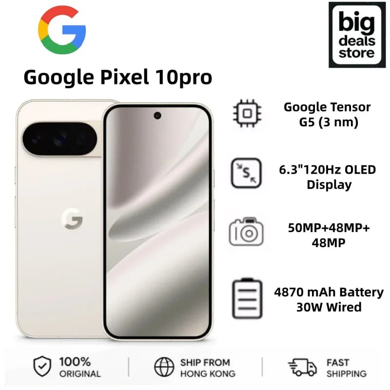 Google Pixel 10 Pro Fast-Charging 24+ Hour Battery 4870 mah 6.3" 120Hz OLED Display Google Tensor G5 50MP+48MP+48MP