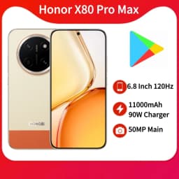 New Honor X80 Pro Max 5G Mobile Phone Google Play Store 6.8 inch 120Hz AMOLED 50MP Main Camera 11000mAh Battery 90W Charger OTA