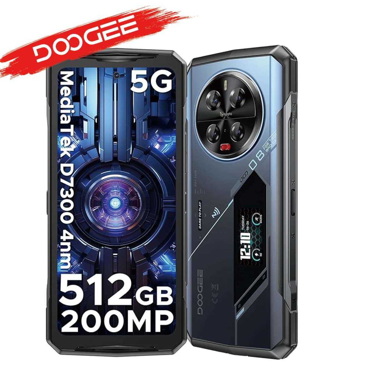Telephone robust DOOGEE V40 Pro 5G camera IA 200MP 36 Go RAM ro Go telephone storage of game Dimensity, battery 8680
