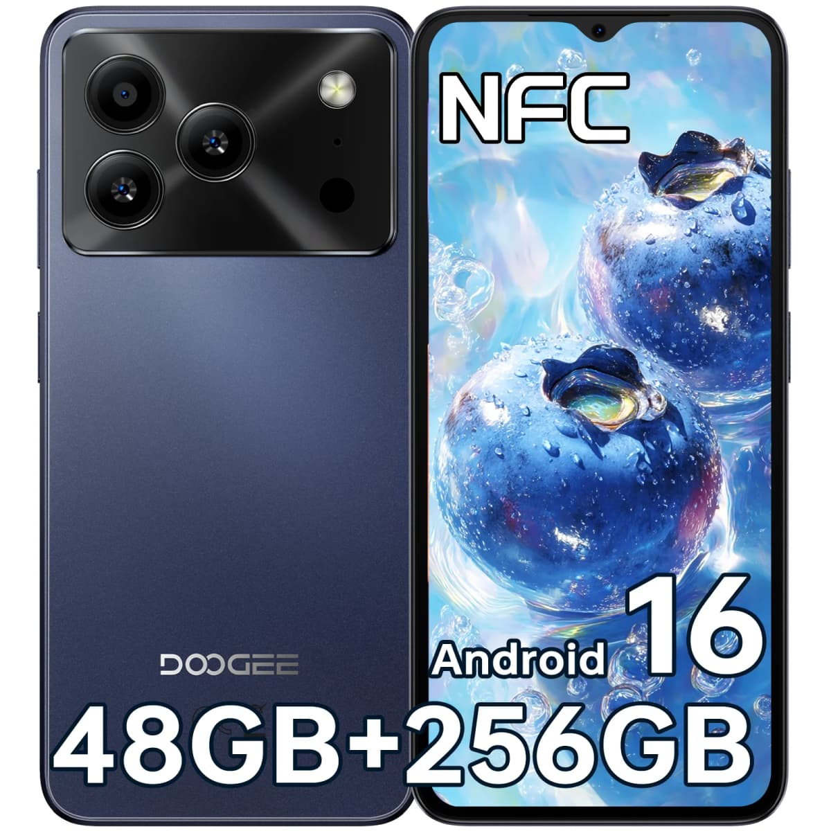 DOOGEE Note56 Plus entsperrtes Android 16 Handy, 48 GB + 256 GB/2 TB TF Erweiterung, 6,5 Zoll HD+ 90 Hz Display, 6150 mAh