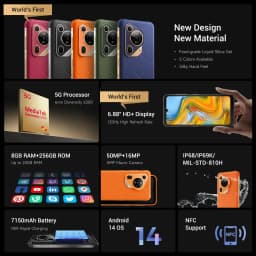 FOSSiBOT F112 Pro  24GB(8+16) 256GB Smartphone Android 14 NFC 5G Mobile Phone 6.88" HD+ Display 50MP Camera 7150mAh 18W Charging