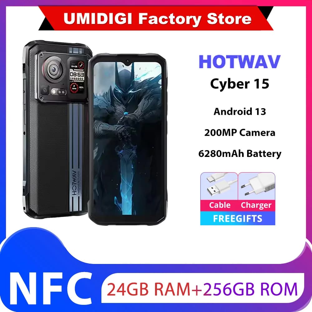 HOTWAV Cyber 15 Rugged Smartphones G99 Gaming Phones 200MP Outdoor Shooting Cellphones On Sale 6.6'' FHD+ 120Hz 12GB 256GB
