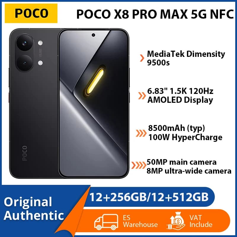 POCO X8 Pro MAX 5G NFC Smartphone 6.83 "Dimensity 9500S Processor 8500 mAh Battery 50MP Light Fusion 600 Sensor Camera with OIS