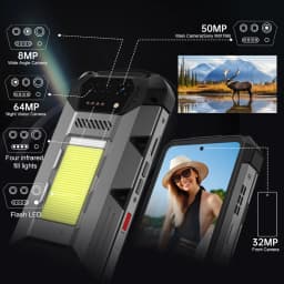 8849 Hike Unihertz Rugged Smartphone 23800mAh 1200Lumens Flashlight 24GB+512GB Expandable 2TB Android14 Two SIM 6.78'' 120Hz