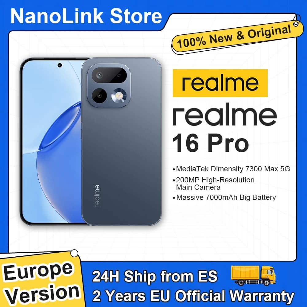 realme 16 Pro 5g Smartphone Mediatek Dimensity 7300 Max 6500Mah Battery 45W 6.78'' 144Hz Amoled Display 200Mp Camera 2026 New