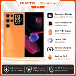 OUKITEL C72 Dual Screen Phone 6.88" HD+ 90Hz 1.81" Smart Secondary Display 64MP AI Camera 16GB RAM 128GB ROM 5150mAh Android 16