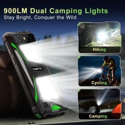 OUKITEL G5 Rugged Smartphone Unlocked 2025-16GB+128GB/TF 1TB Cell Phone, 900LM Dual Camping Lights, 6'' Display, 6300mAh Battery