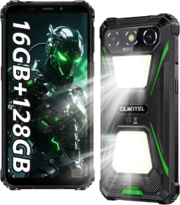 OUKITEL G5 Rugged Smartphone Unlocked 2025-16GB+128GB/TF 1TB Cell Phone, 900LM Dual Camping Lights, 6'' Display, 6300mAh Battery