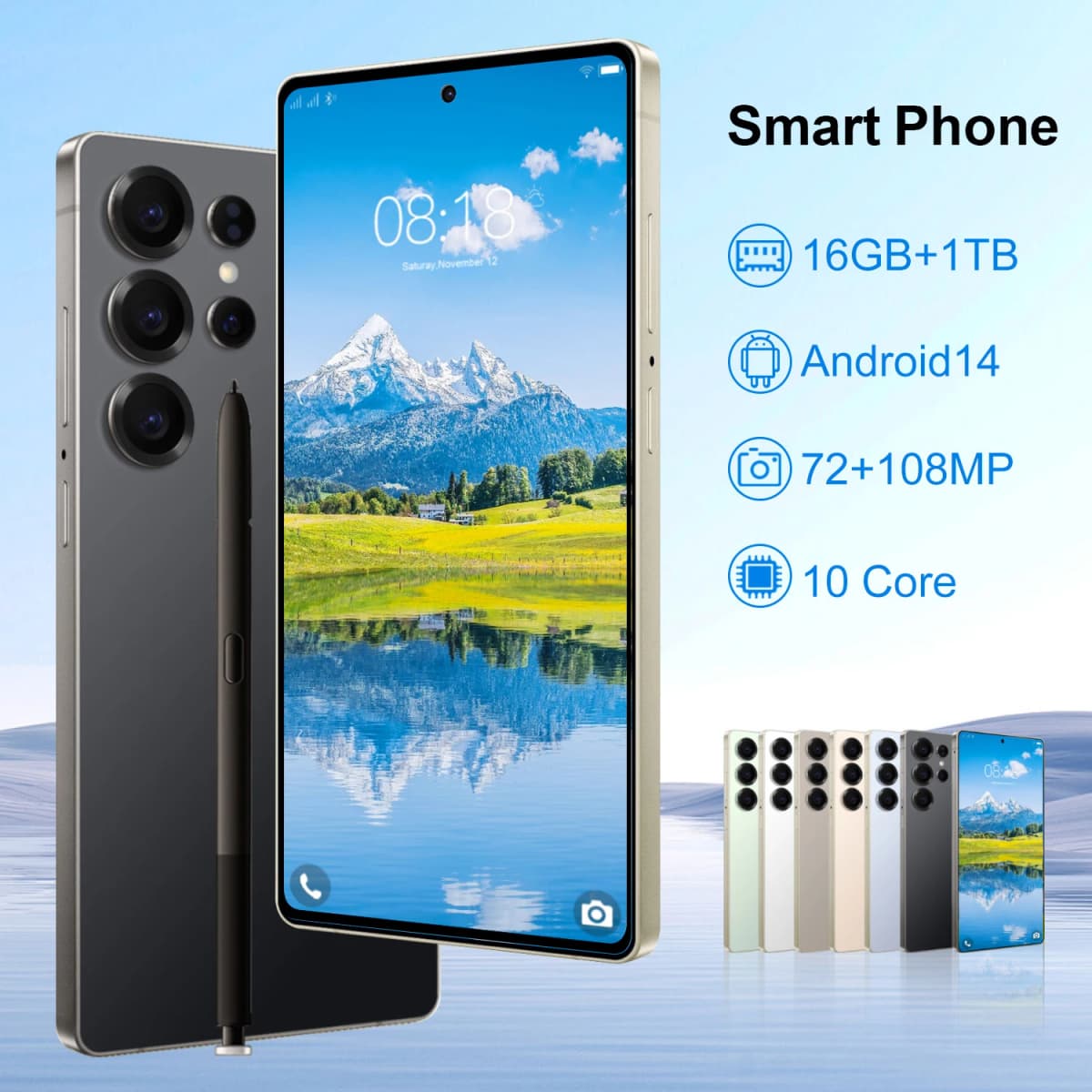 2026 Global Version 5G phone Android 6.9 Inch 16GB + 1TB telephone 72MP 108MP Android 14 Dual SIM Dual Standby