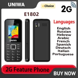 UNIWA E1802 2G Cellphone 1.77 Inch Keypad Phone Push Button 1800mAh Telephone for Senior Elder Dual SIM Dual Standby Wireless FM