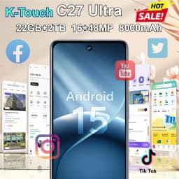 K-Touch Smartphone C27 Ultra 8000mAh Battery Mobile Phones Android 15 Face ID Unlock Cell Phone 5G Dual SIM 7.3inch Full Display 22GB+2TB 16+48MP Cellphones