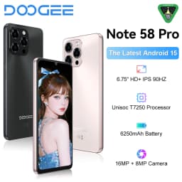 DOOGEE Note58 Pro Smartphone 6.75" HD+ Display Telephon Portable 8GB RAM 256GB ROM 6250mAh Battery Android 15 NFC Mobile Phones