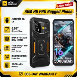 AGM H6 PRO Rugged Smartphone (6+6)12GB+128GB Android 16 Phone 6.56-Inch 5000mAh NFC 50MP Camera Cell Phone