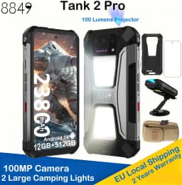 8849 Tank 2 PRO Unihertz Rugged Smartphone with Projector 100Lumens 23800mAh 2.4K Display 24GB 512GB Mobile Phone 120W Android 14 Phone world's most cost-effective projector phone