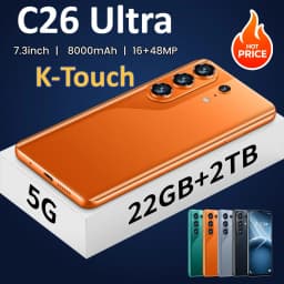 K-Touch Mobile Phones C26 Ultra Android 15 Smartphone 7.3 Inch Cell Phone 8000mAh Face Unlock 5G Dual SIM 16+48MP Camera Global Version Cellphones For Men Women