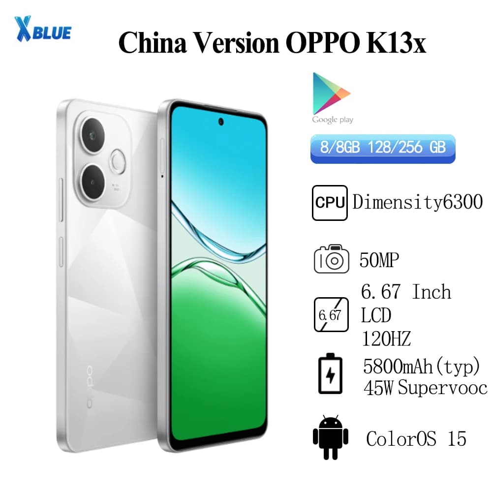 OPPO K13x Dimensity6300 Battery 5800mAh 45W SUPERVOOC Screen 6.67'' LCD 120HZ Refresh Rate 50MP OTA Update