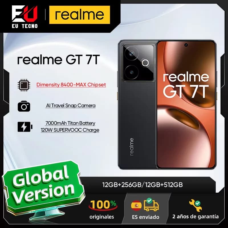 Global Version realme GT 7T 5G Smartphone Dimensity 8400-MAX 6.8'' 120Hz Display 7000mAh 120W SUPERVOOC Charge Camera 50MP